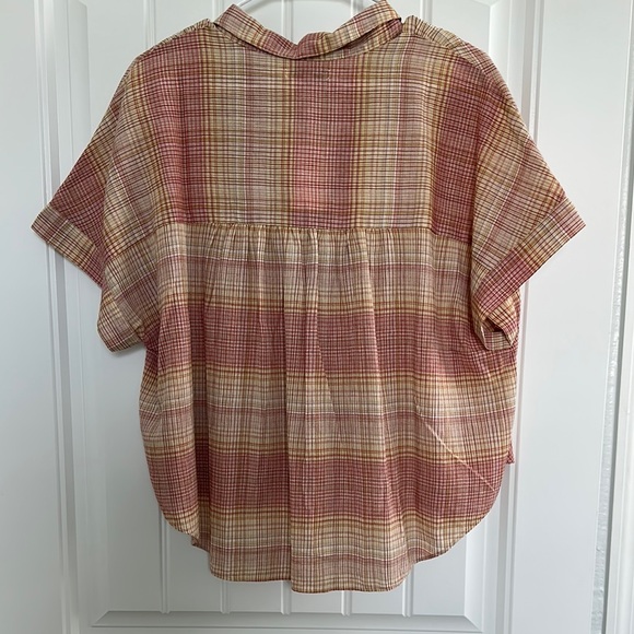 Madewell Pink and Tan Short Sleeve Top - Hidden Buttons - NWT - Picture 7 of 7
